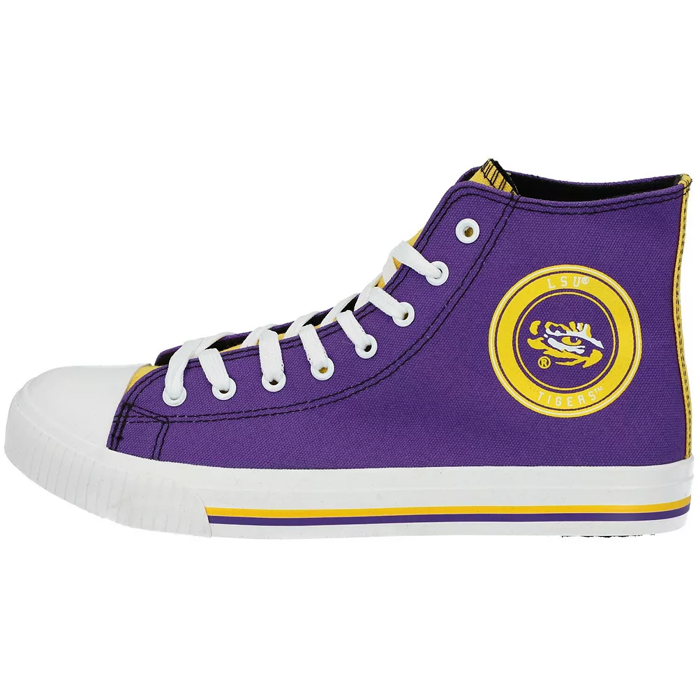 Men's FOCO LSU Tigers High Top Canvas Sneakers 5 Men's FOCO LSU Tigers High Top Canvas Sneakers - Image 3