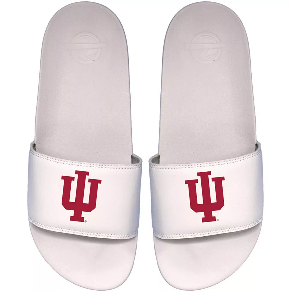 Men's ISlide White Indiana Hoosiers Primary Motto Slide Sandals 3 Men's ISlide White Indiana Hoosiers Primary Motto Slide Sandals