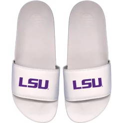 Men's ISlide White LSU Tigers Primary Motto Slide Sandals