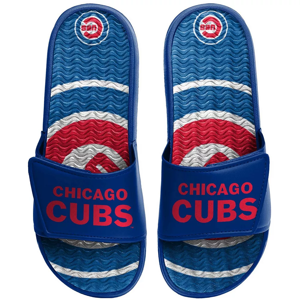 Men's FOCO Chicago Cubs Wordmark Gel Slide Sandals 3 Men's FOCO Chicago Cubs Wordmark Gel Slide Sandals