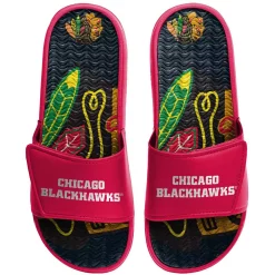 Men's FOCO Chicago Blackhawks Wordmark Gel Slide Sandals