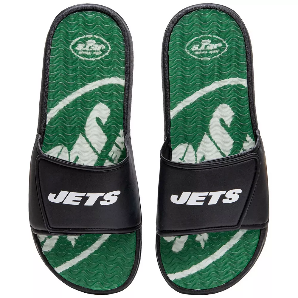 Men's FOCO New York Jets Wordmark Gel Slide Sandals 3 Men's FOCO New York Jets Wordmark Gel Slide Sandals