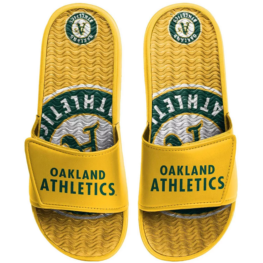 Men's FOCO Oakland Athletics Wordmark Gel Slide Sandals 3 Men's FOCO Oakland Athletics Wordmark Gel Slide Sandals