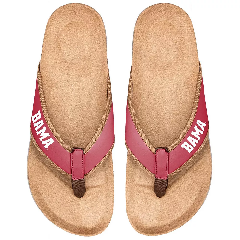 Men's FOCO Alabama Crimson Tide Cork Flip Flops 3 Men's FOCO Alabama Crimson Tide Cork Flip Flops