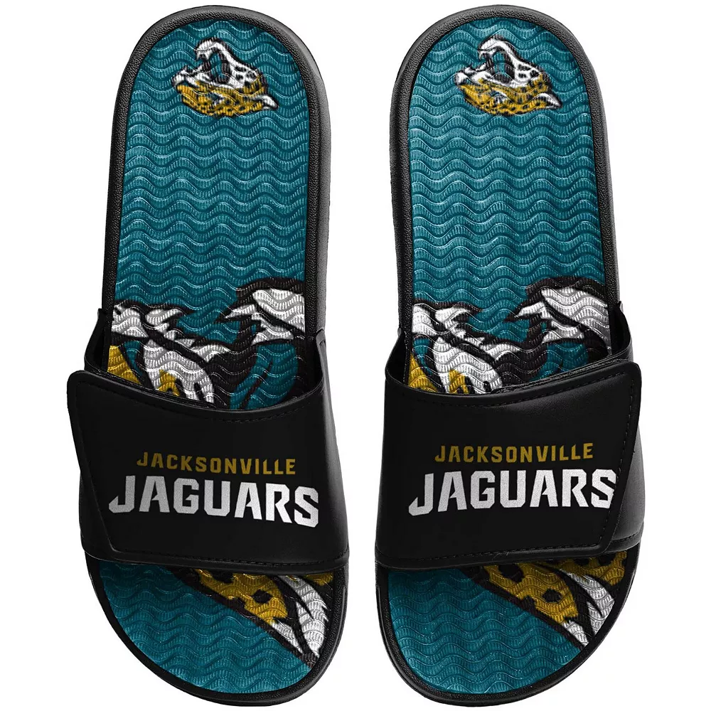 Men's FOCO Jacksonville Jaguars Wordmark Gel Slide Sandals 3 Men's FOCO Jacksonville Jaguars Wordmark Gel Slide Sandals