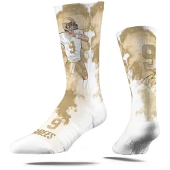 Men's Strideline Drew Brees New Orleans Saints Fog Crew Socks