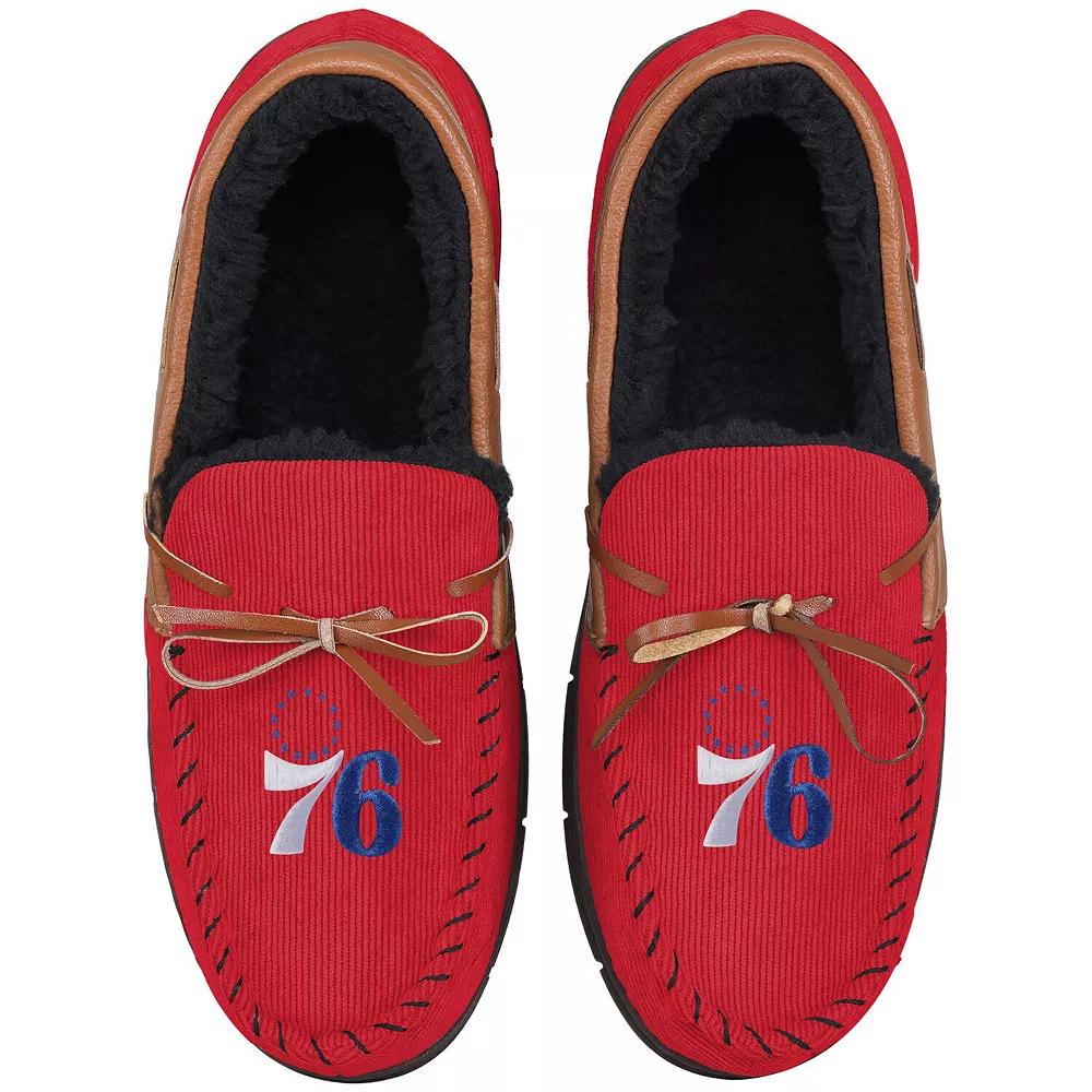 Men's FOCO Philadelphia 76ers Corduroy Moccasin Slippers 3 Men's FOCO Philadelphia 76ers Corduroy Moccasin Slippers