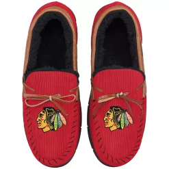 Men's FOCO Chicago Blackhawks Corduroy Moccasin Slippers -STANCE shop 5387839 ALT