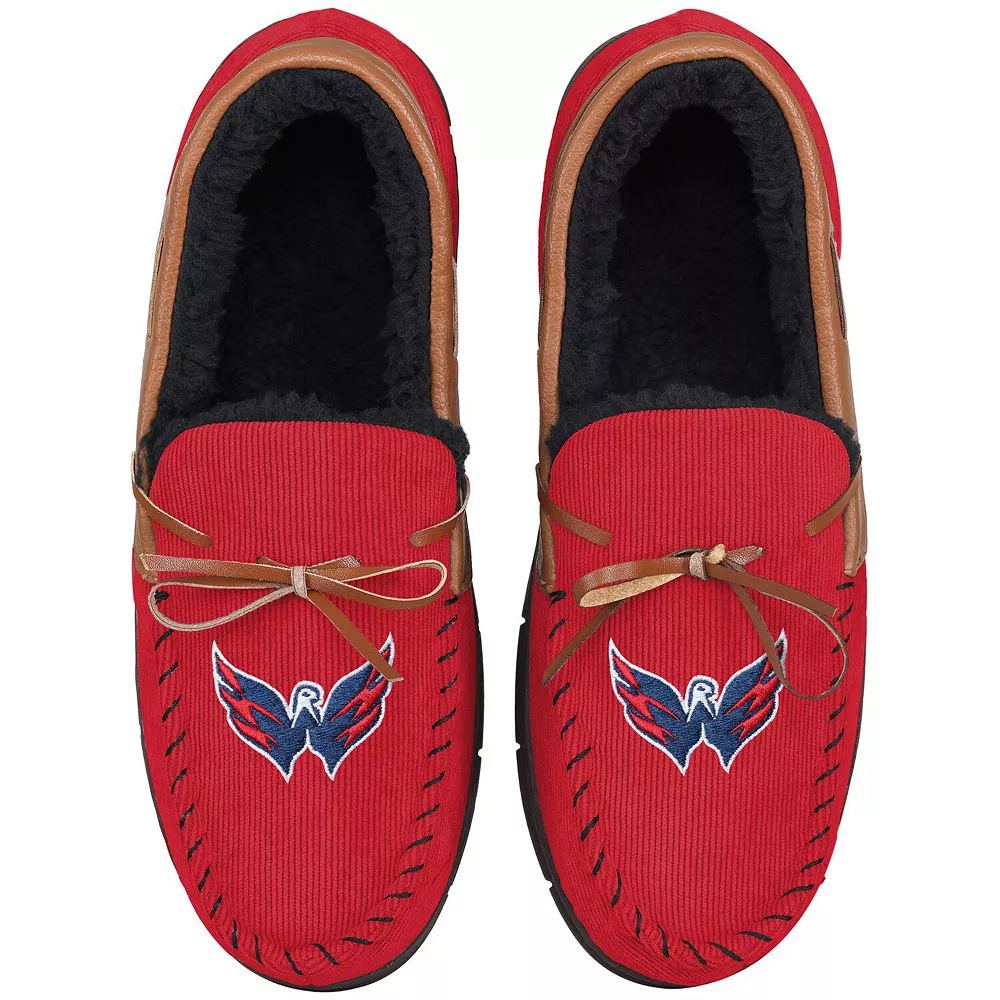 Men's FOCO Washington Capitals Corduroy Moccasin Slippers 3 Men's FOCO Washington Capitals Corduroy Moccasin Slippers