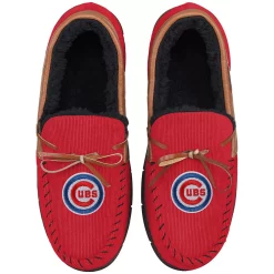 Men's FOCO Chicago Cubs Corduroy Moccasin Slippers