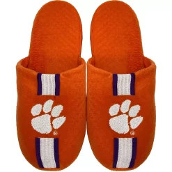 Men's FOCO Clemson Tigers Striped Team Slippers