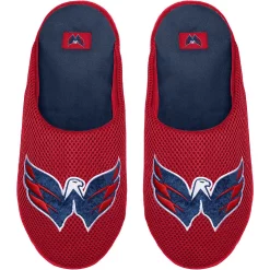 Men's FOCO Washington Capitals Big Logo Colorblock Mesh Slippers