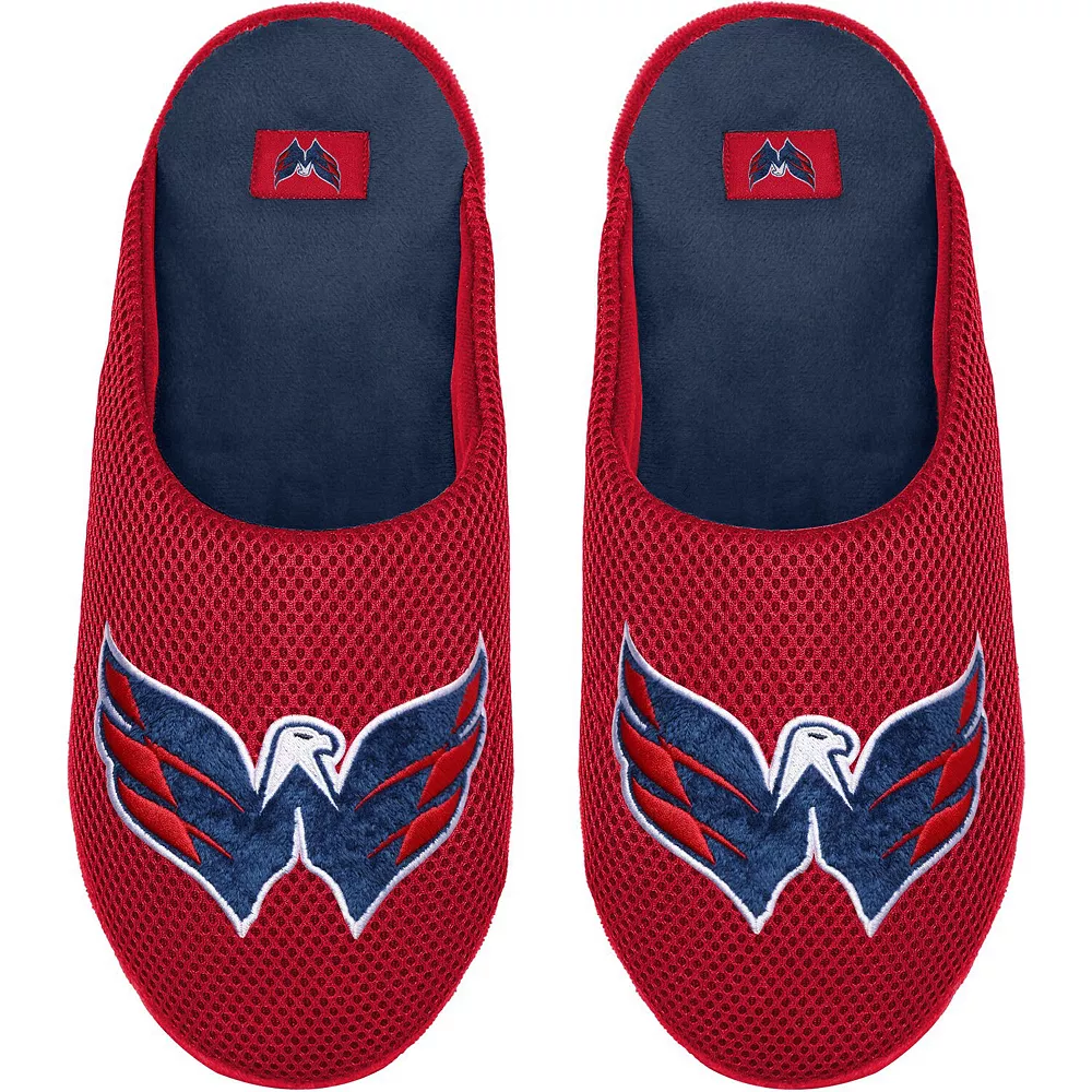 Men's FOCO Washington Capitals Big Logo Colorblock Mesh Slippers 4 Men's FOCO Washington Capitals Big Logo Colorblock Mesh Slippers - Image 2
