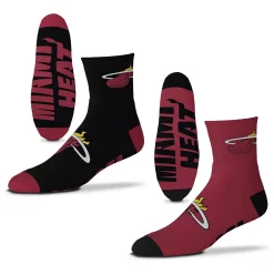Men's For Bare Feet Miami Heat 2-Pack Team Quarter-Length Socks