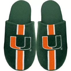 Men's FOCO Miami Hurricanes Striped Team Slippers -STANCE shop 5411337 ALT
