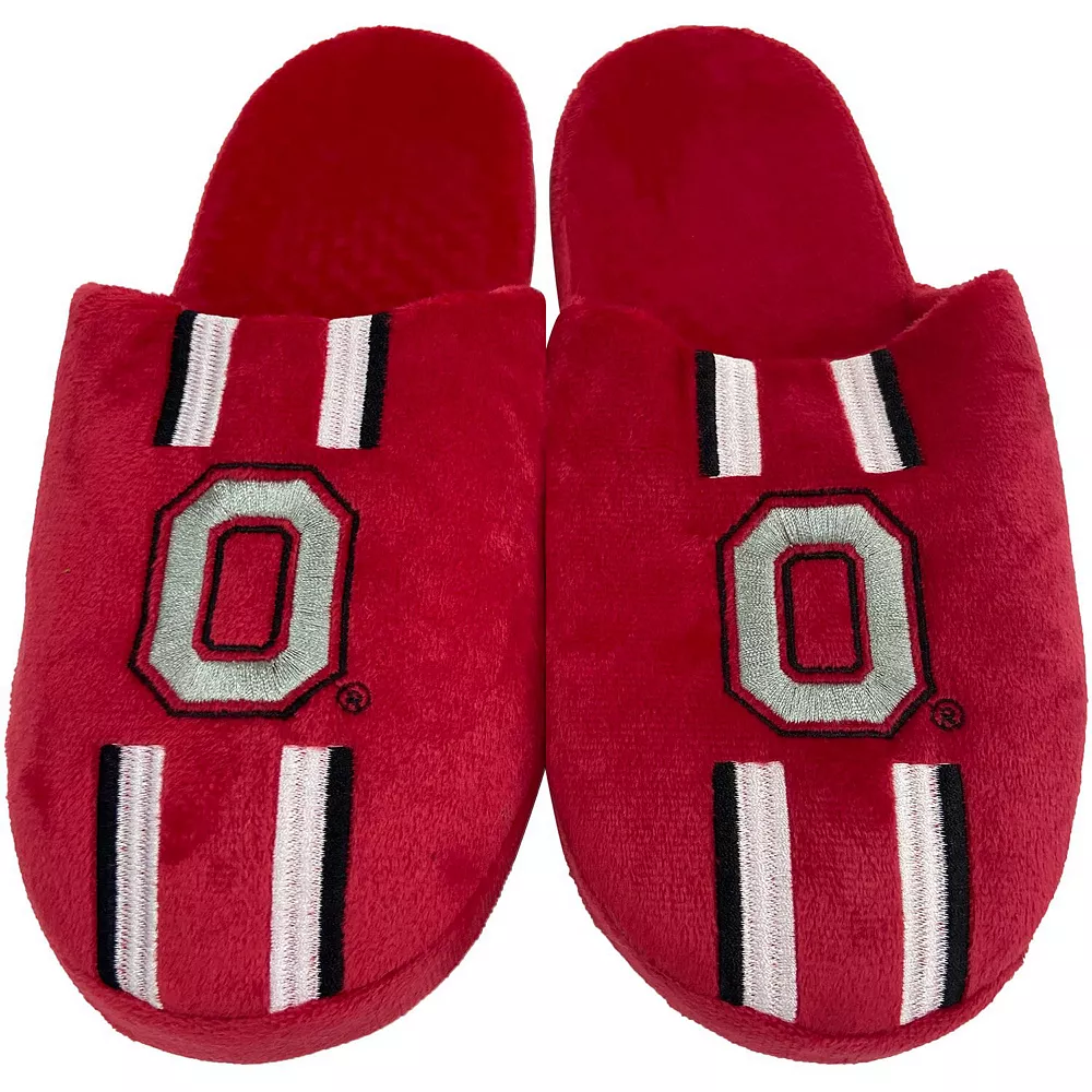 Men's FOCO Ohio State Buckeyes Striped Team Slippers 3 Men's FOCO Ohio State Buckeyes Striped Team Slippers