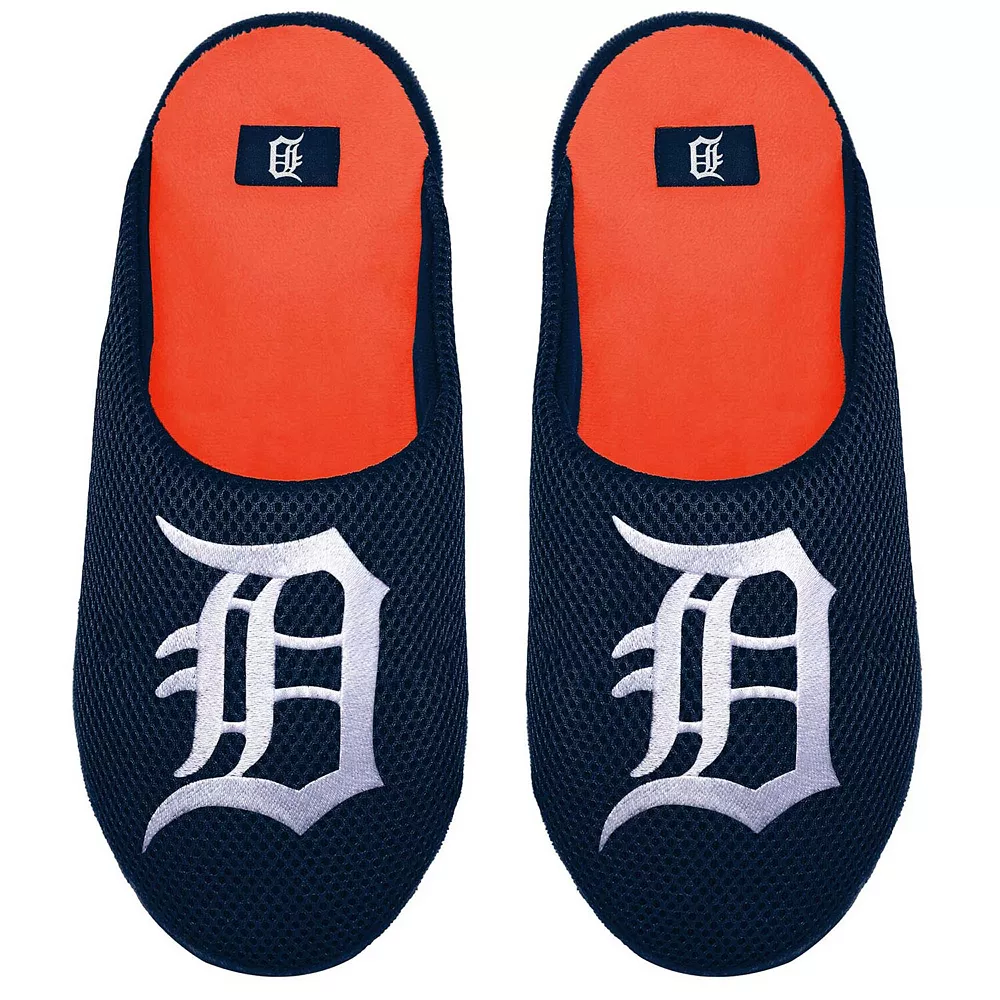 Men's FOCO Detroit Tigers Big Logo Colorblock Mesh Slippers 3 Men's FOCO Detroit Tigers Big Logo Colorblock Mesh Slippers