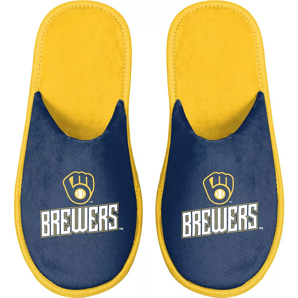 Men's FOCO Milwaukee Brewers Scuff Slide Slippers 3 Men's FOCO Milwaukee Brewers Scuff Slide Slippers