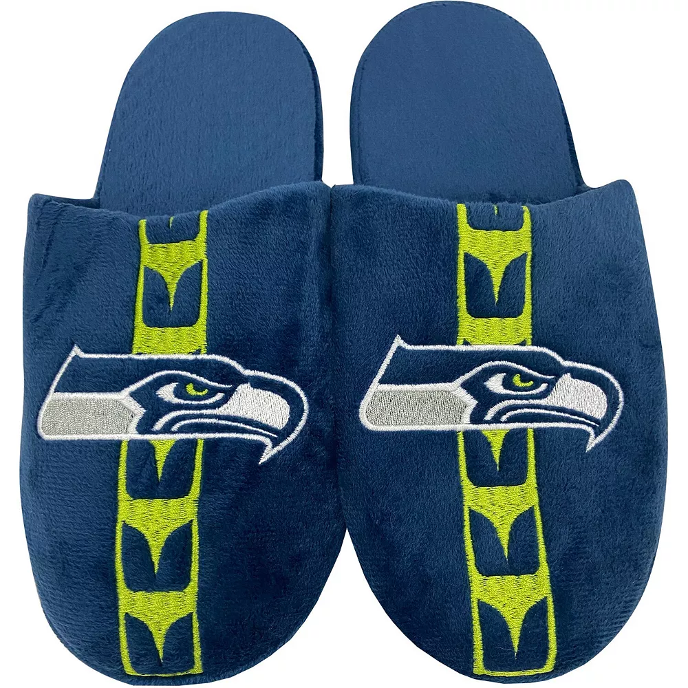 Men's FOCO Seattle Seahawks Striped Team Slippers 4 Men's FOCO Seattle Seahawks Striped Team Slippers - Image 2