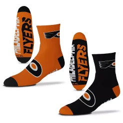 Men's For Bare Feet Philadelphia Flyers 2-Pack Team Quarter-Length Socks
