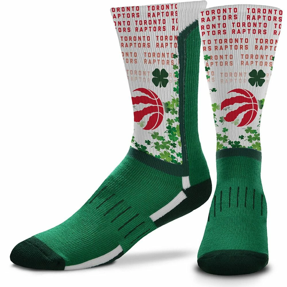For Bare Feet Toronto Raptors Four Leaf St. Patrick's Day V-Curve Crew Socks 3 For Bare Feet Toronto Raptors Four Leaf St. Patrick's Day V-Curve Crew Socks