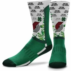 For Bare Feet Portland Trail Blazers Four Leaf St. Patrick's Day V-Curve Crew Socks