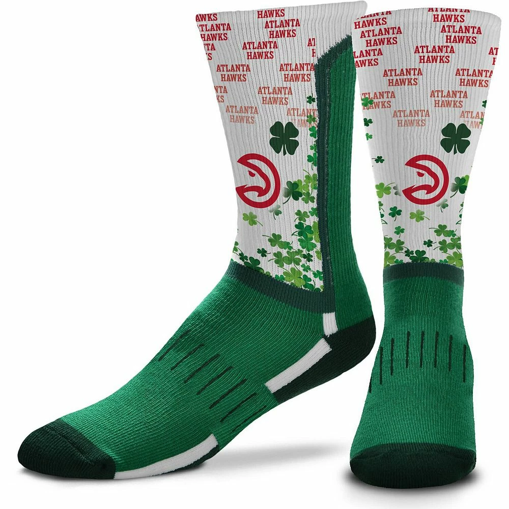 For Bare Feet Atlanta Hawks Four Leaf St. Patrick's Day V-Curve Crew Socks 3 For Bare Feet Atlanta Hawks Four Leaf St. Patrick's Day V-Curve Crew Socks