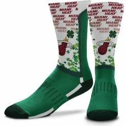 For Bare Feet Miami Heat Four Leaf St. Patrick's Day V-Curve Crew Socks