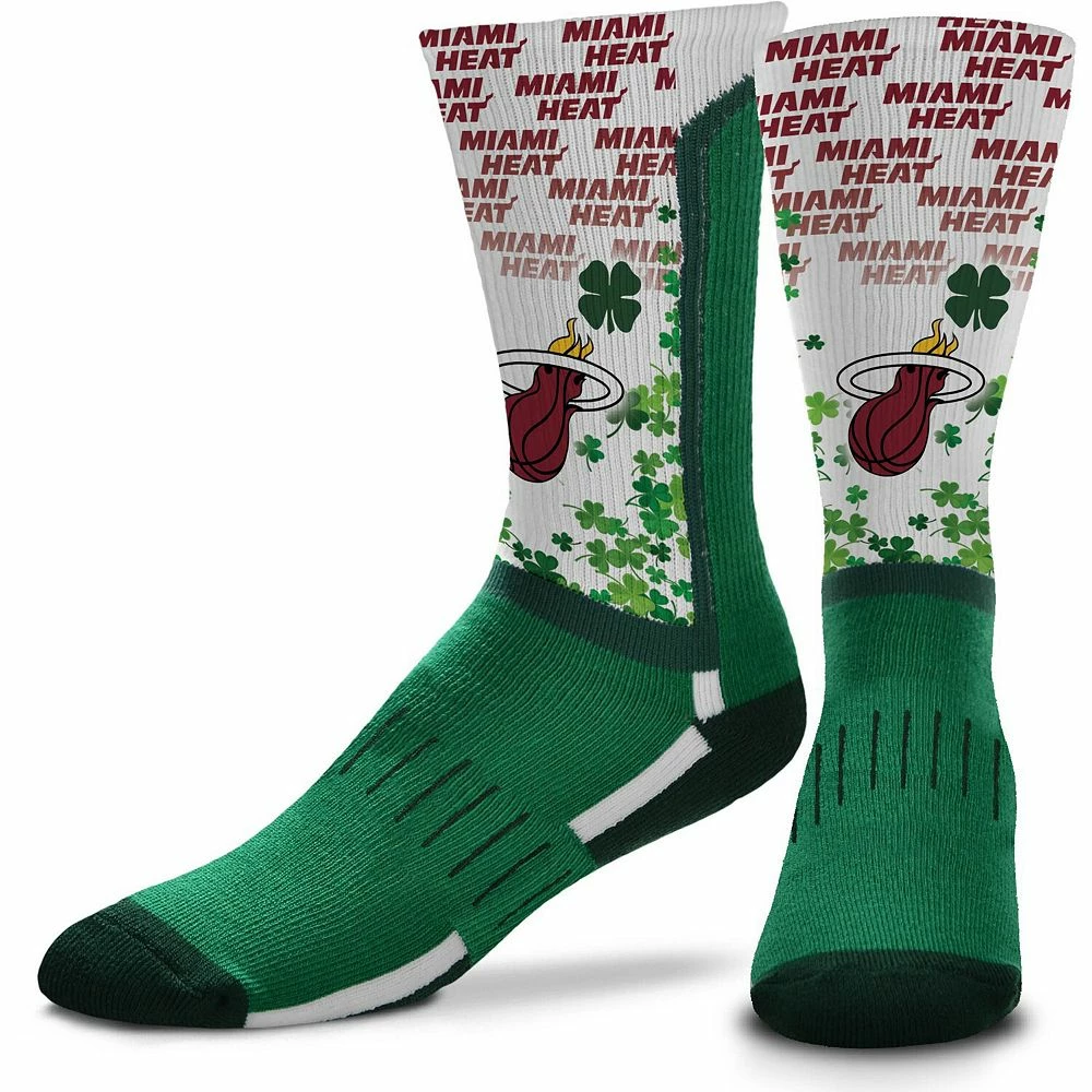 For Bare Feet Miami Heat Four Leaf St. Patrick's Day V-Curve Crew Socks 3 For Bare Feet Miami Heat Four Leaf St. Patrick's Day V-Curve Crew Socks