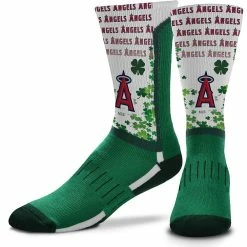 For Bare Feet Los Angeles Angels Four Leaf St. Patrick's Day V-Curve Crew Socks