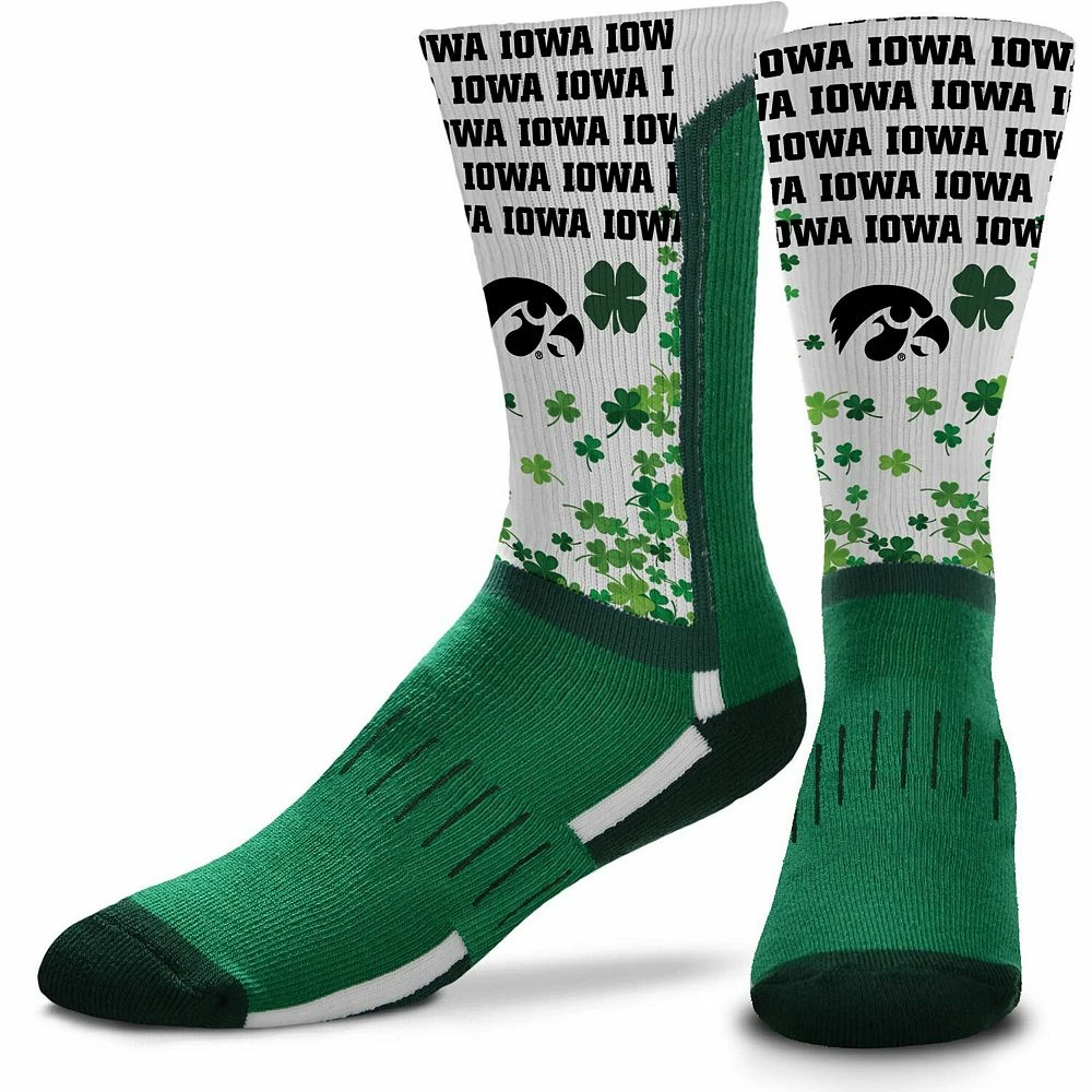 For Bare Feet Iowa Hawkeyes Four Leaf St. Patrick's Day V-Curve Crew Socks 3 For Bare Feet Iowa Hawkeyes Four Leaf St. Patrick's Day V-Curve Crew Socks