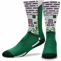For Bare Feet Arizona Wildcats Four Leaf St. Patrick's Day V-Curve Crew Socks