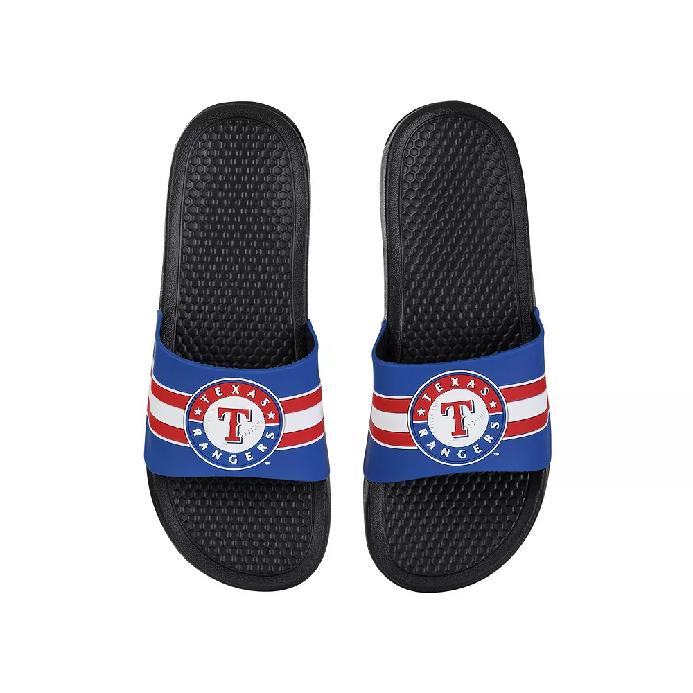 FOCO Texas Rangers Stripe Raised Slide Sandals 3 FOCO Texas Rangers Stripe Raised Slide Sandals