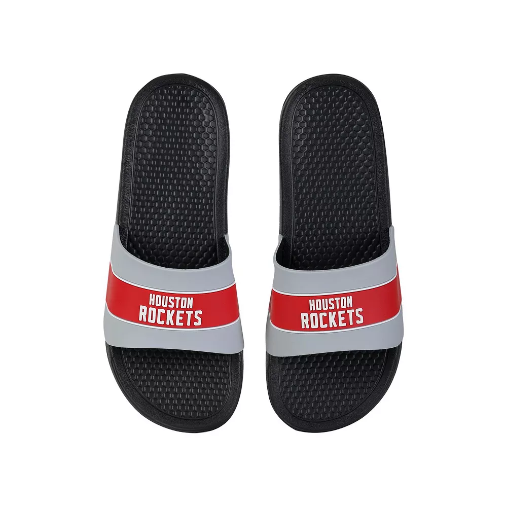 FOCO Houston Rockets Stripe Raised Slide Sandals 3 FOCO Houston Rockets Stripe Raised Slide Sandals