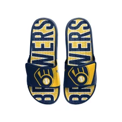 Men's FOCO Milwaukee Brewers Logo Gel Slide Sandals