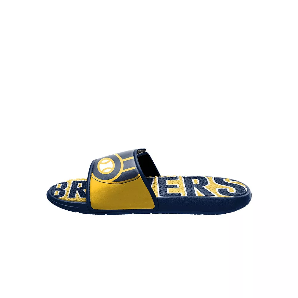 Men's FOCO Milwaukee Brewers Logo Gel Slide Sandals 5 Men's FOCO Milwaukee Brewers Logo Gel Slide Sandals - Image 3