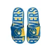 Men's FOCO Milwaukee Brewers Retro Colorblock Logo Gel Slide Sandals -STANCE shop 5768271