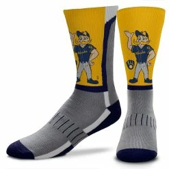 Men's For Bare Feet Milwaukee Brewers Mascot Snoop V-Curve Crew Socks