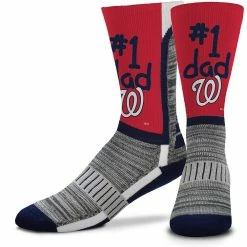 Men's For Bare Feet Washington Nationals #1 Dad V-Curve Crew Socks