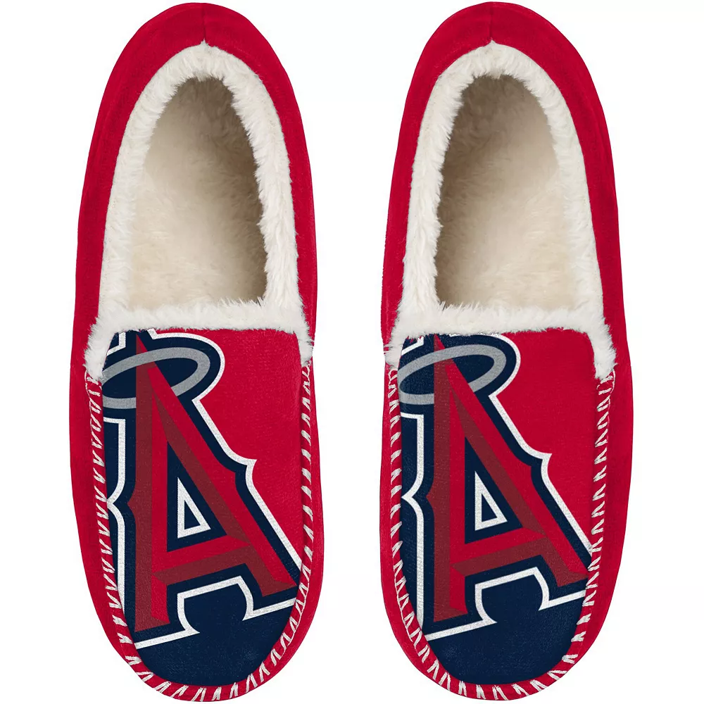 Men's FOCO Los Angeles Angels Colorblock Moccasin Slippers 3 Men's FOCO Los Angeles Angels Colorblock Moccasin Slippers