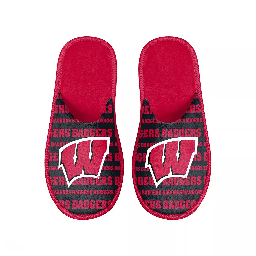 Men's FOCO Wisconsin Badgers Scuff Logo Slide Slippers 3 Men's FOCO Wisconsin Badgers Scuff Logo Slide Slippers