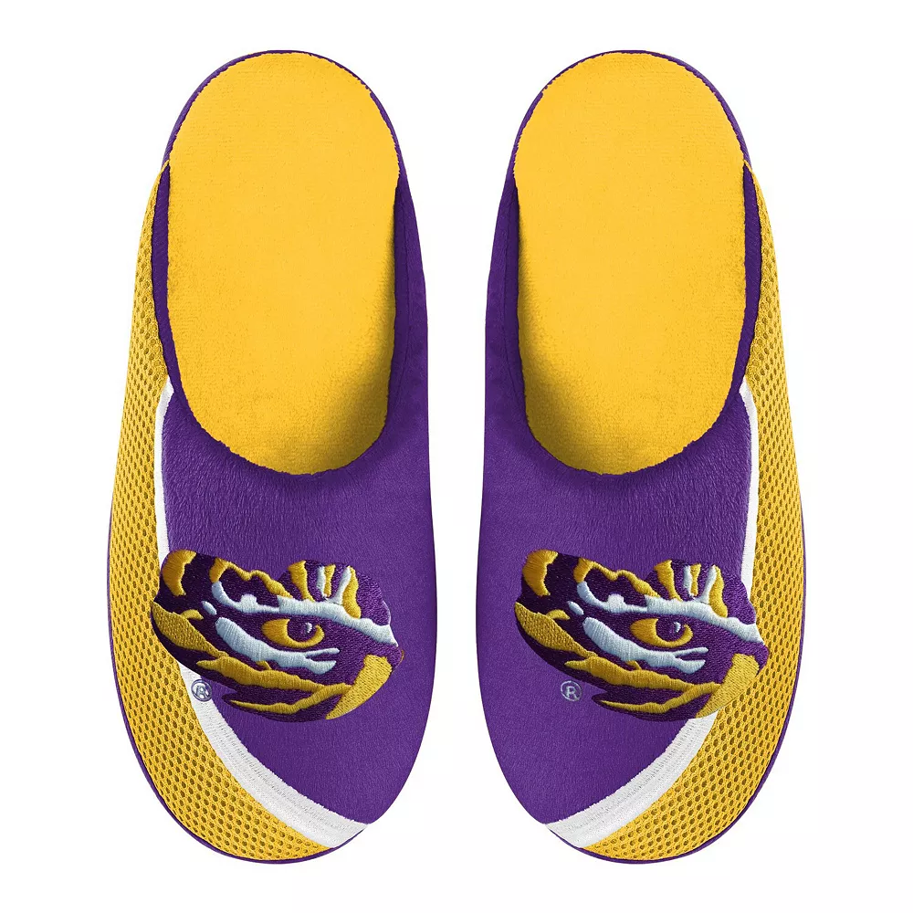 Men's FOCO LSU Tigers Big Logo Color Edge Slippers 3 Men's FOCO LSU Tigers Big Logo Color Edge Slippers