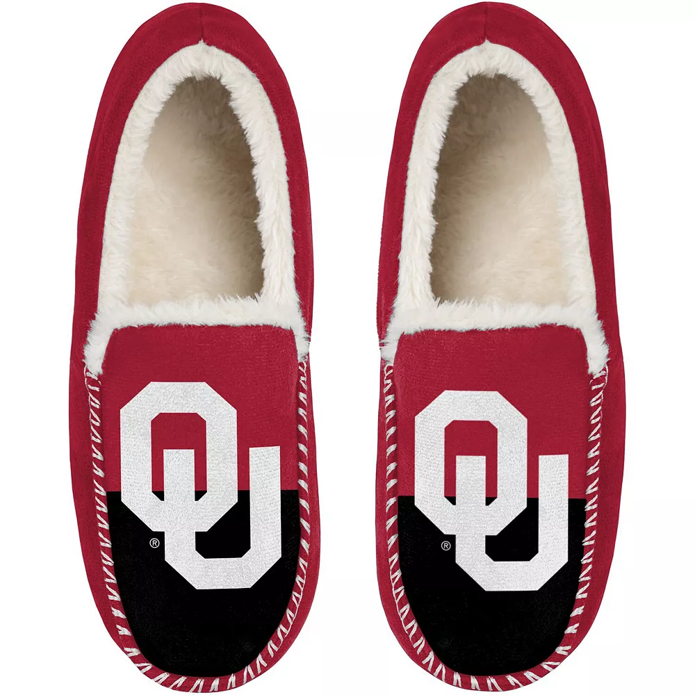 Men's FOCO Oklahoma Sooners Colorblock Moccasin Slippers 4 Men's FOCO Oklahoma Sooners Colorblock Moccasin Slippers - Image 2