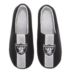 Men's FOCO Black Las Vegas Raiders Team Stripe Memory Foam Slide Slippers