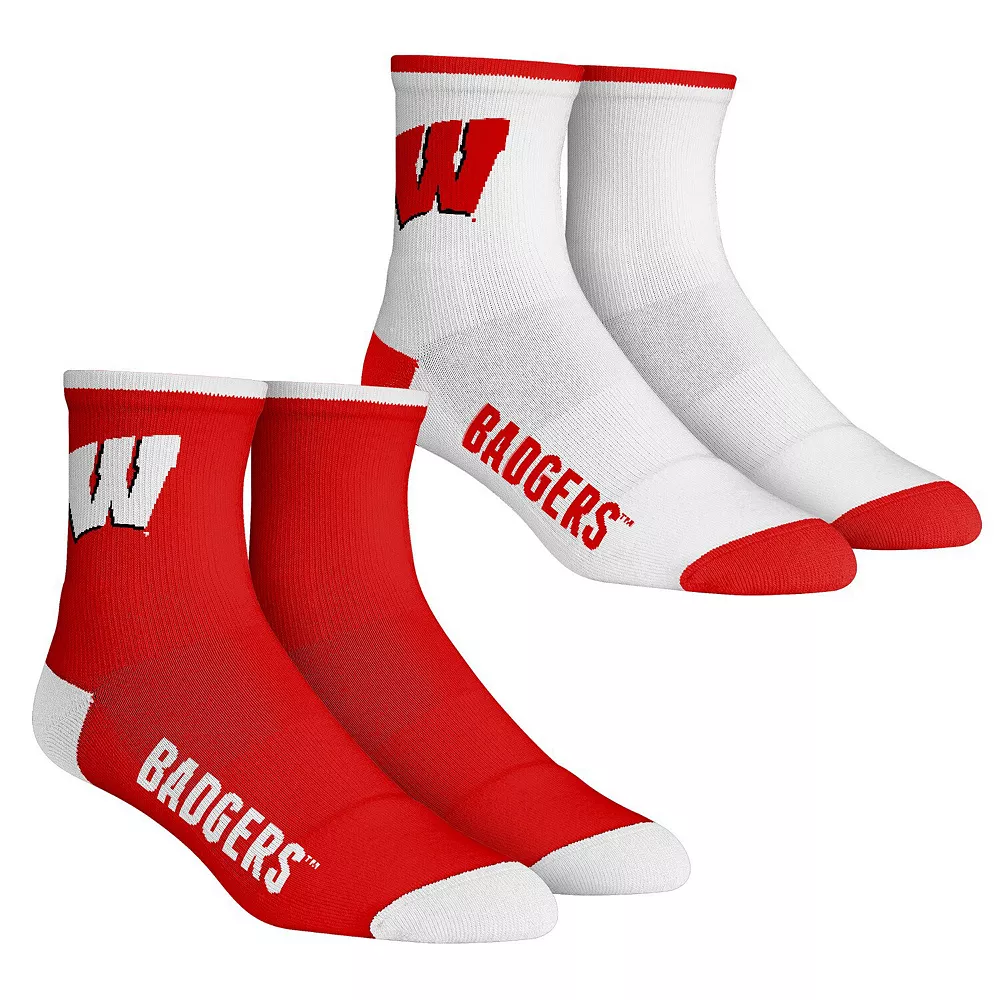 Men's Rock Em Socks Wisconsin Badgers Core Team 2-Pack Quarter Length Sock Set 3 Men's Rock Em Socks Wisconsin Badgers Core Team 2-Pack Quarter Length Sock Set