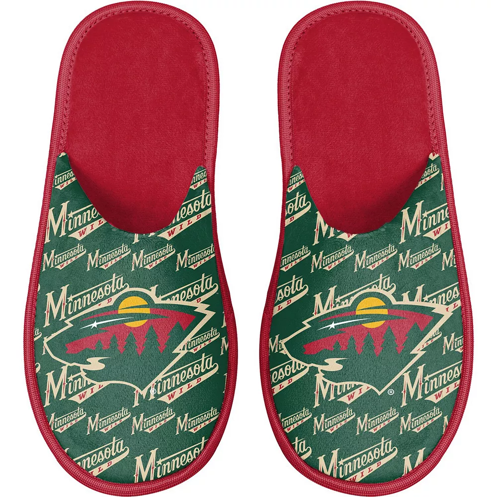 Men's FOCO Minnesota Wild Scuff Logo Slide Slippers 3 Men's FOCO Minnesota Wild Scuff Logo Slide Slippers