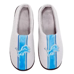 Men's FOCO Silver Detroit Lions Team Stripe Memory Foam Slide Slippers