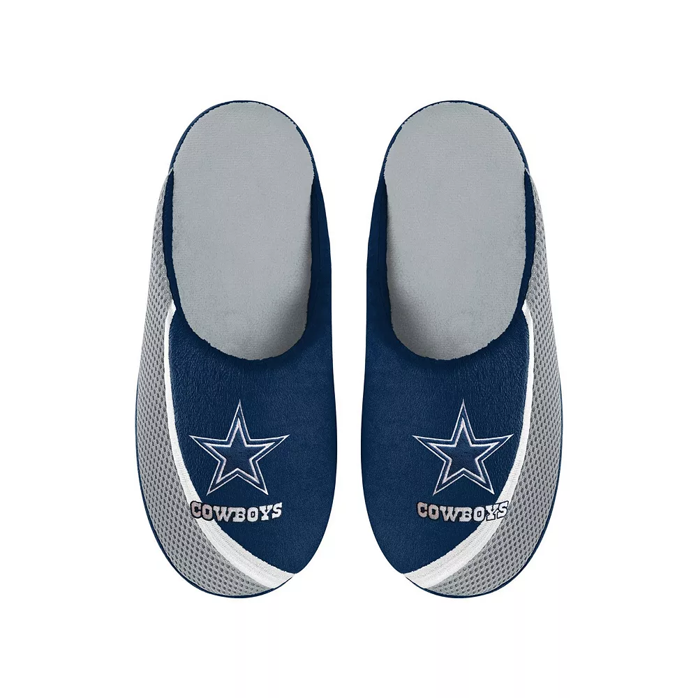 Men's FOCO Dallas Cowboys Big Logo Color Edge Slippers 3 Men's FOCO Dallas Cowboys Big Logo Color Edge Slippers