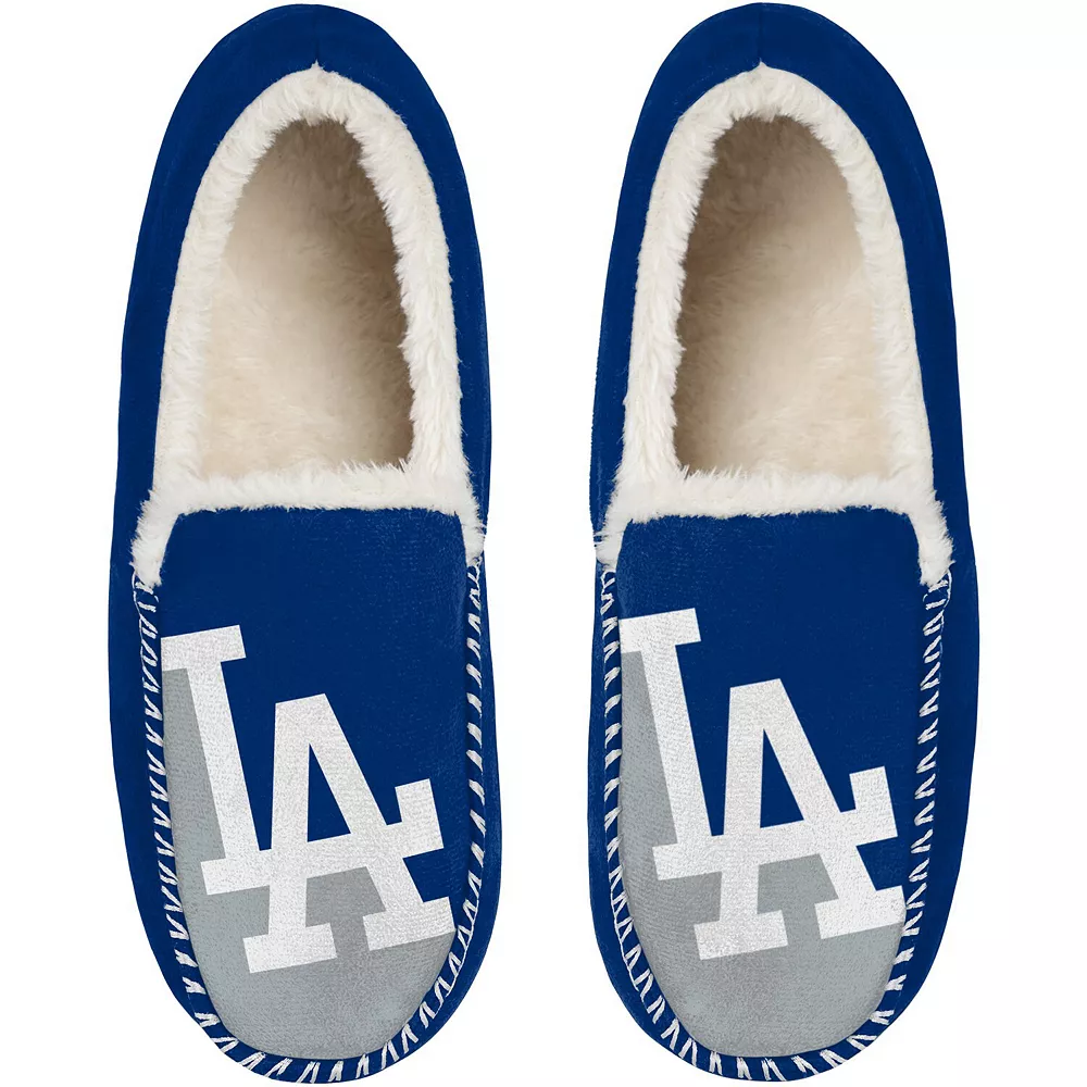 Men's FOCO Los Angeles Dodgers Colorblock Moccasin Slippers 3 Men's FOCO Los Angeles Dodgers Colorblock Moccasin Slippers
