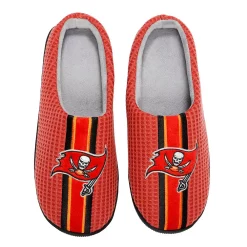 Men's FOCO Red Tampa Bay Buccaneers Team Stripe Memory Foam Slide Slippers -STANCE shop 6158874 ALT